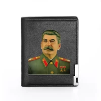 classic cccp great leader stalin mens wallet leather purse for men credit card holder short male slim coin money bags