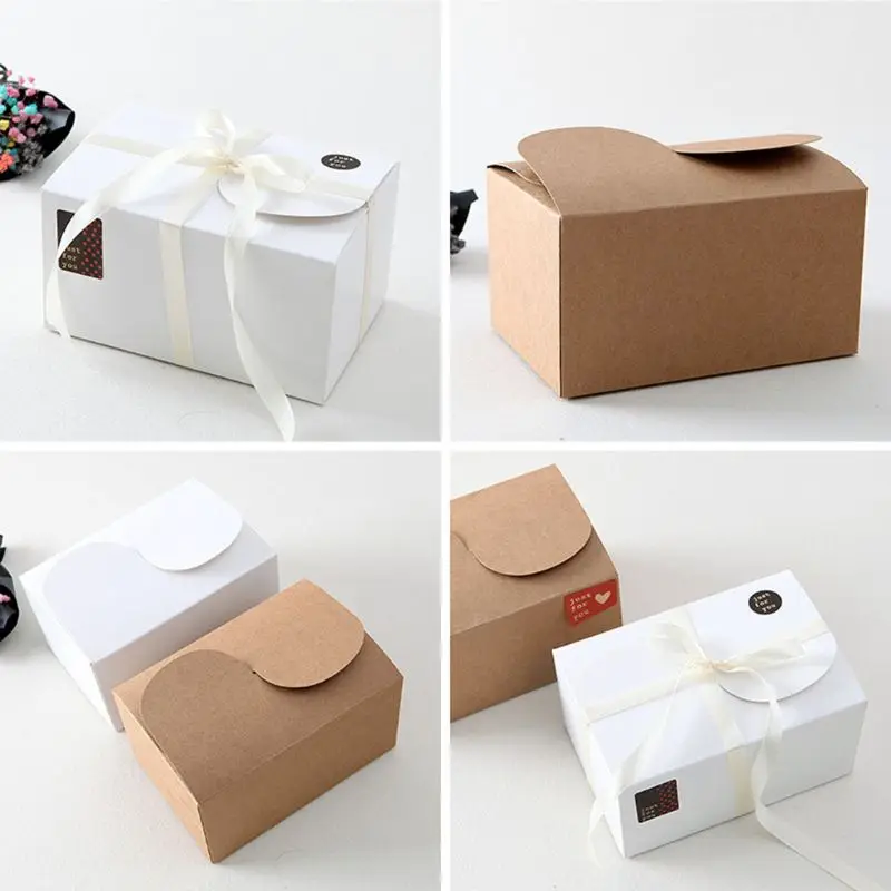 

30pcs/set Natural Kraft Paper Cake Box Party Gift Packing Box Biscuit Cookie Candy Packaging Boxes Birthday Gift Bag