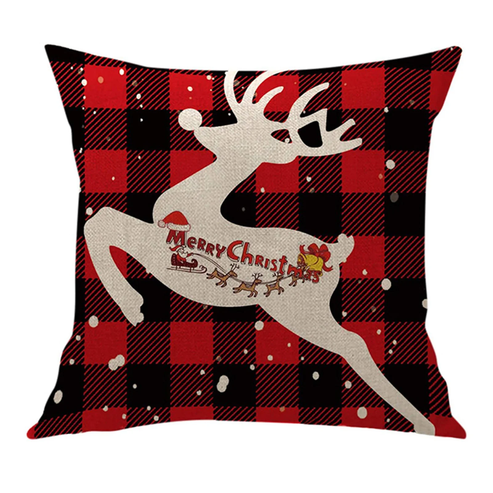 

Soft Pillow Case Christmas Pattern Printed Decorative Square Cotton Linen Pillow Covers for Sofa Bedroom S7