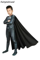 boys justice superhero jumpsuit cosplay halloween children clark kent costume printing zentai kids cape outfit