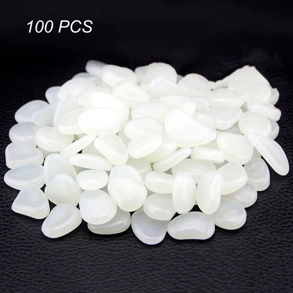 

New 100pcs/pack Glow Pebbles Stones Home Fish Tank Garden Decoration Luminous Glowing in The Dark Accessory for Gift Dropship