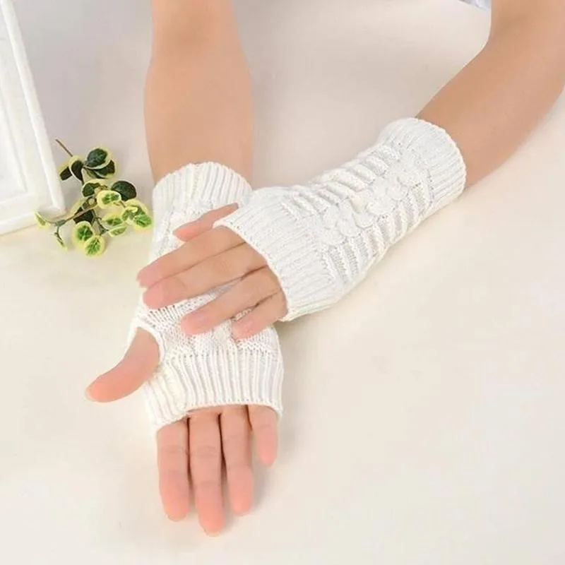 

1 Pair Thermal Insulation Knitted Gloves Cotton Warm Fingerless Mittens Glove For Women Winter Thermal Insulation Knitted Gloves
