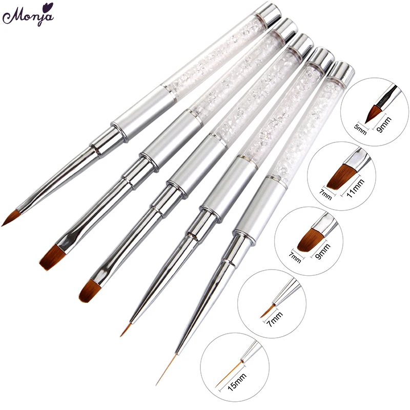 Monja 5 видов дизайна ногтей акриловая жидкая пудра УФ гель удлиняющая кисть