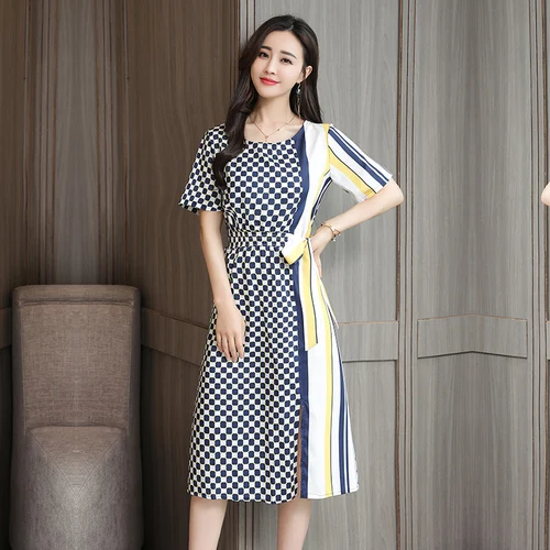 Платье женское в полоску с коротким рукавом элегантное облегающее длинное