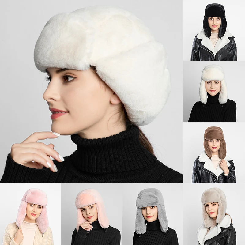 Теплая зимняя шапка-бомбер для мужчин и женщин толстая плюшевая из