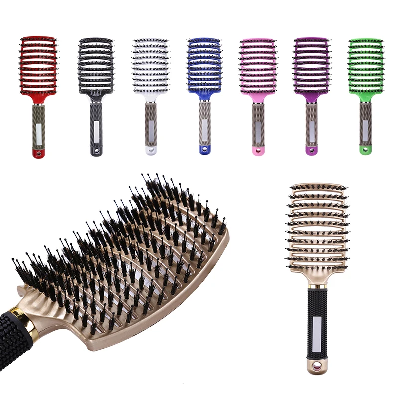 

Hair Scalp Massage Comb Hairbrush Bristle Nylon Women Wet Curly Detangle Hair Brush for Salon Hairdressing Styling Tools 8 Color