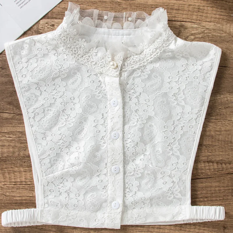 Съемный воротник Женская качественная кружевная блузка с оборками майка