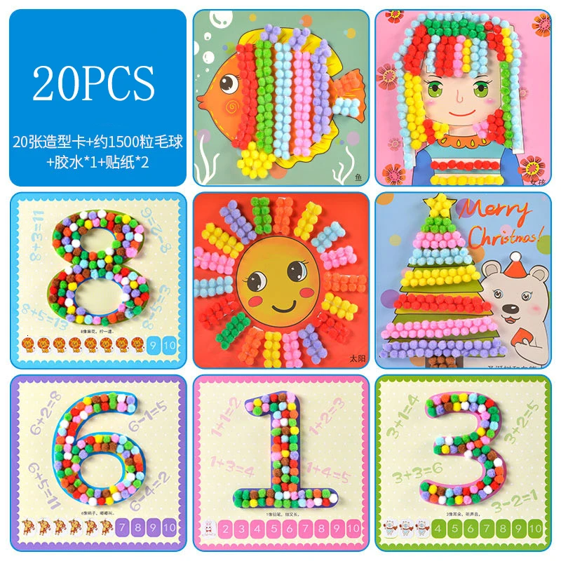 

20pcs Soft Round Fluffy Crafts Toys For Children PomPoms Ball Mixed Color DIY Arts Craft Card Decoration 2019 Wholsale