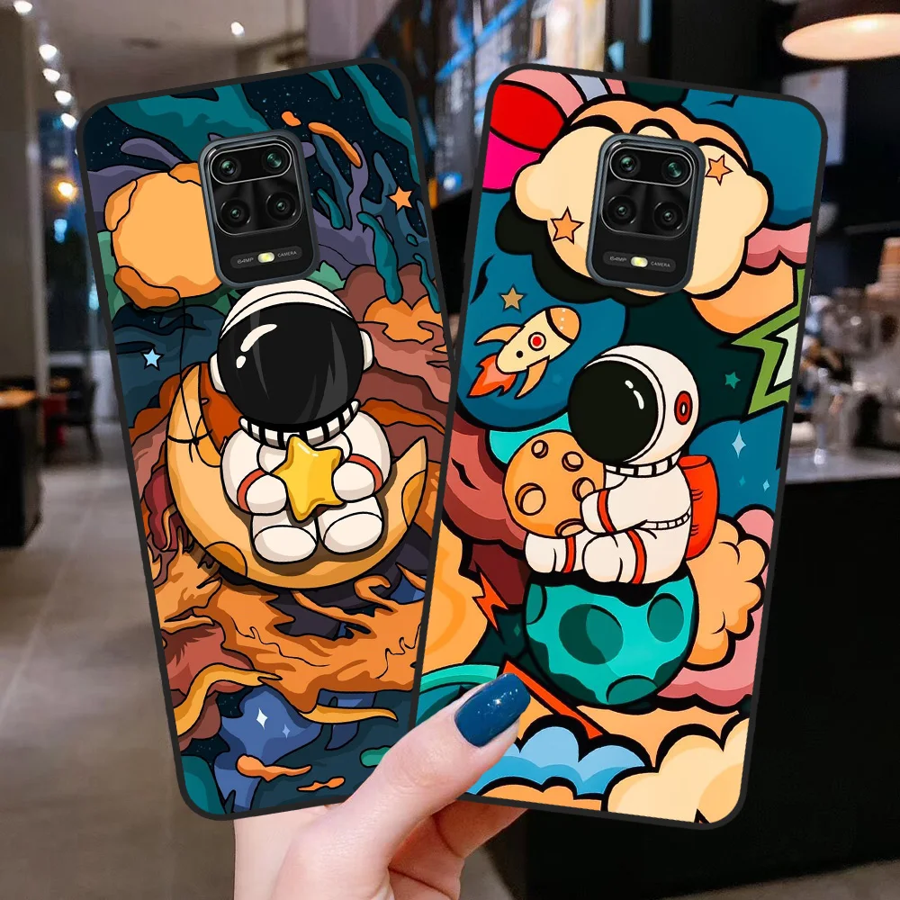 Чехол Fuuny для телефона с космосом астронавтом для Xiaomi Redmi Note 8 9 10 Pro Max 8T 9S 10S, мягкий черный силиконовый чехол из ТПУ, задняя крышка, чехлы