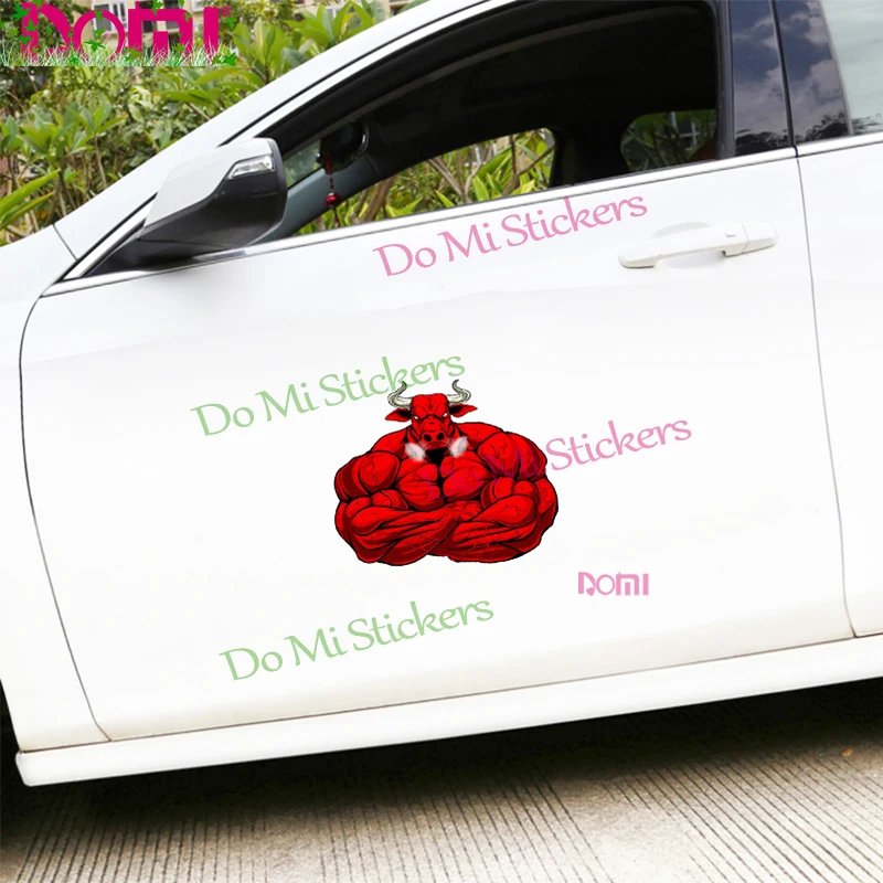 

DOMI15*13cm Red Angry Bodybuilding Bull Stickers for Auto Skateboard Computer Luggage Car Laptop Windshield Bumper Decal Sticker