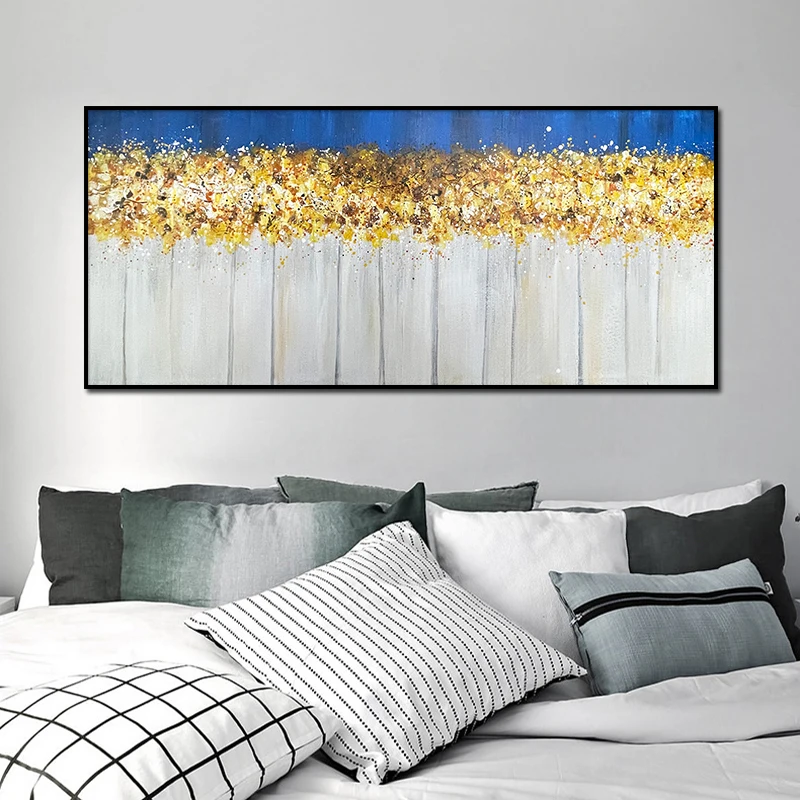 

Abstract Golden Blue Trees 100% Hand Painted Oil Painting On Canvas Wall Art Picture Acrylic Painting For Living Room Home Decor