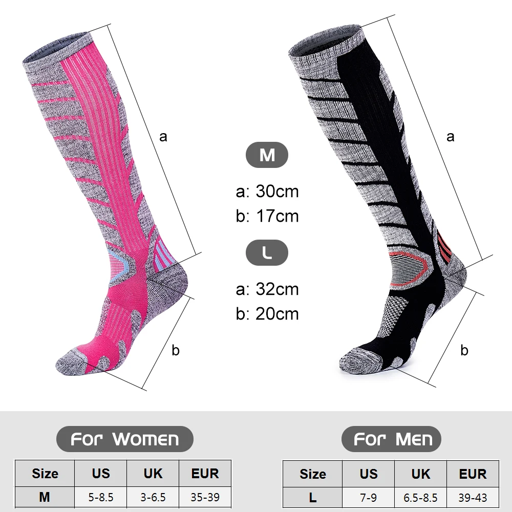 

Lixada 2 Pairs Socks Thermal Ventilation Stockings Skiing Socks Tube Knee High Unisex Outdoor Activities Hiking Climbing Socks