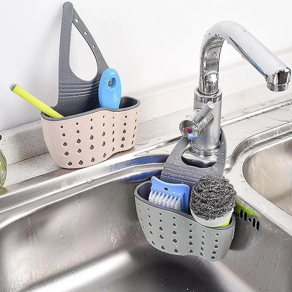 Kitchen Utensils Sink Double Drain Bag Storage Rack Sponge Pool Supplies Hanging Basket | Обустройство дома