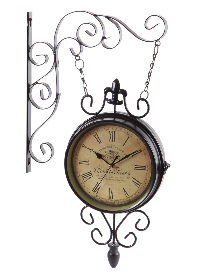 

Nordic Retro Metal Wall Clock Double Sided Black Silent Digital Wall Clock Living Room Relogio De Parede Home Decoration KK60WC