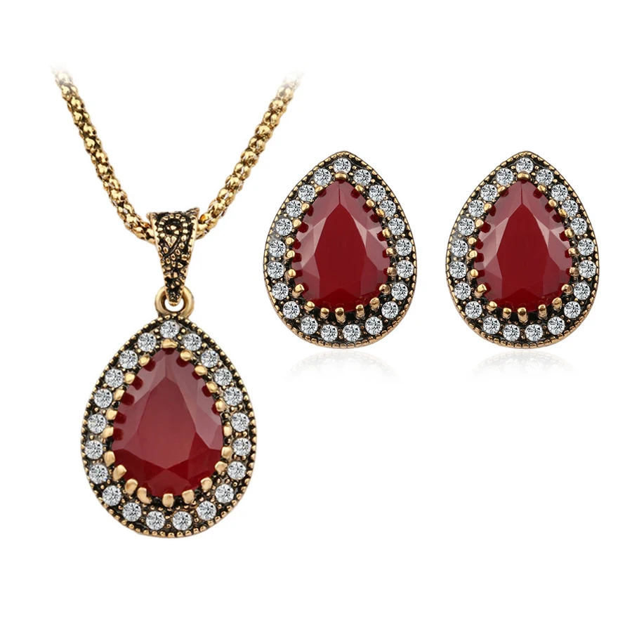 Wbmqda 2020 этнические турецкие Ювелирные наборы черные серьги ожерелье для женщин