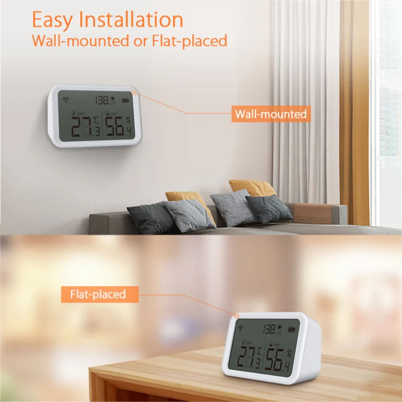 

NEO Tuya Smart Zigbee Temperature And Humidity Sensor Detect Luminous Intensity Home Automation Work With Alexa Google Home