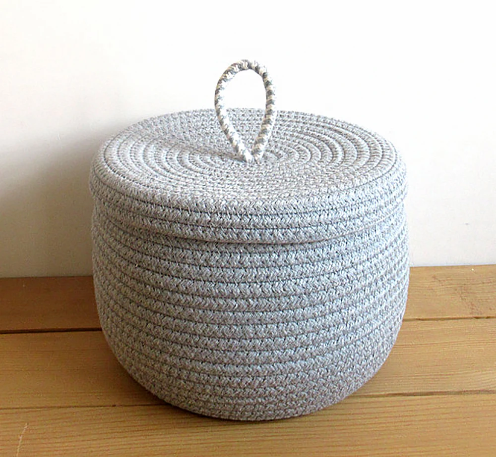 

Multi style hand woven cotton storage basket kitchen egg snack toy key straw storage box shelf storage basket home decoration
