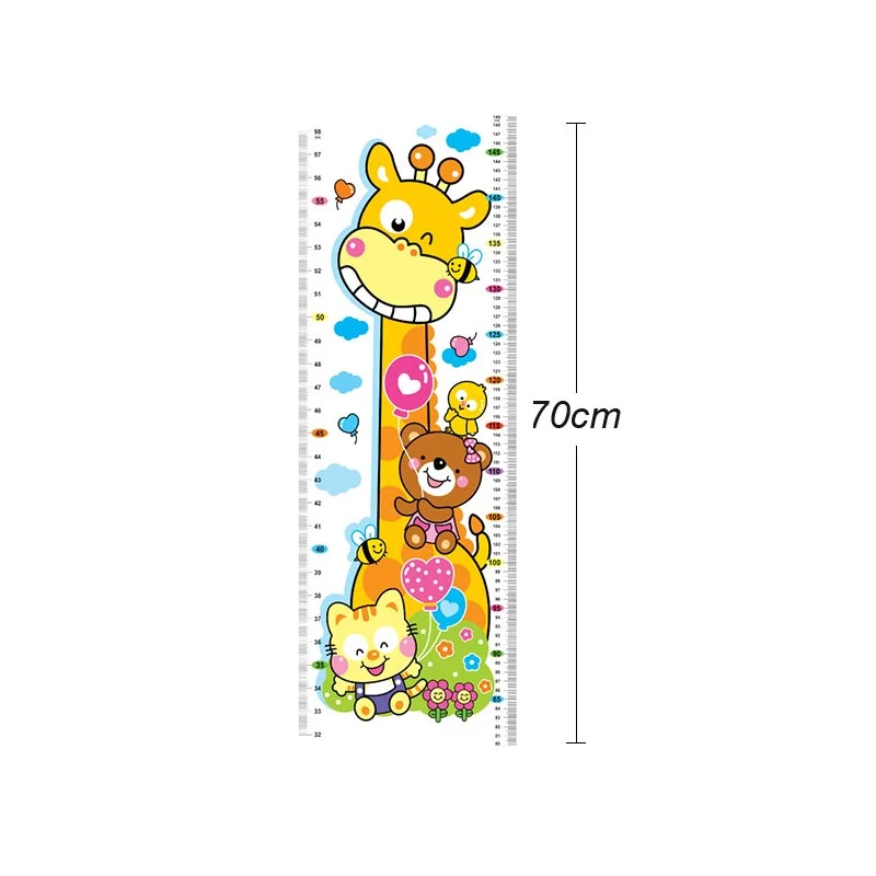 Милый мультяшный слон лев в зоопарке Детская высота мерная Настенная Наклейка