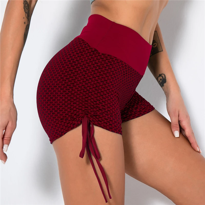 

Seamless High Waist Push Up Tight Honeycomb Yoga Shorts for Women 2021 Popular Training Fitness Indoor Sports Leggings