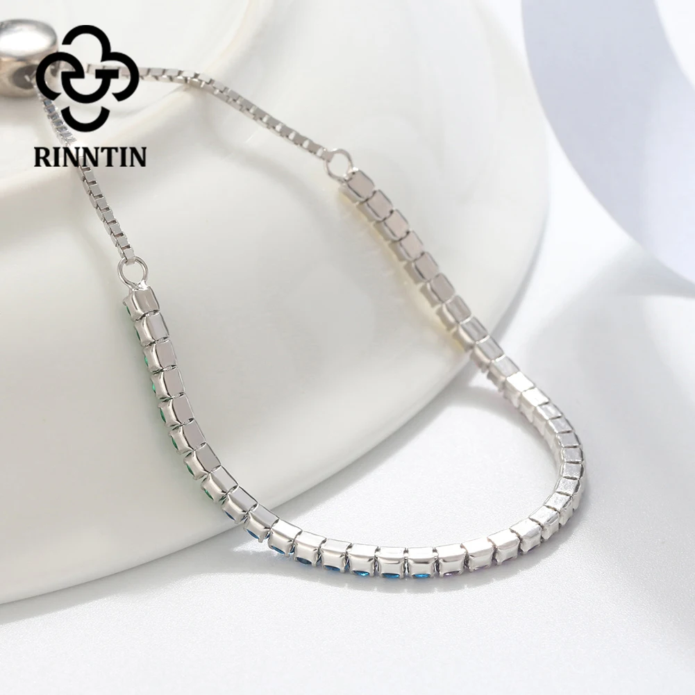 Женский браслет из серебра 100% пробы с фианитом|Гибкие и жесткие браслеты| |