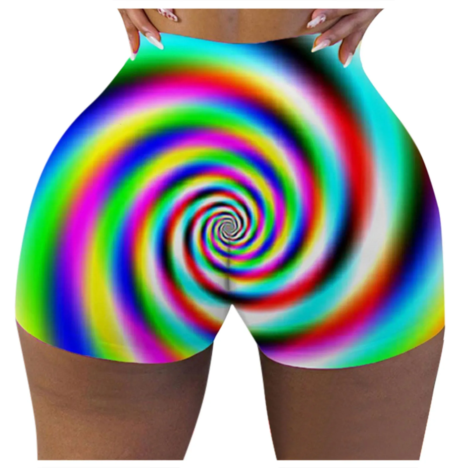 

Women's Fashion Slim Hot Funny Words Whirlpool Print Gym Shorts Butt Lift Shorts Panties Lady Hip-hop Sexy Slim Short Sexy