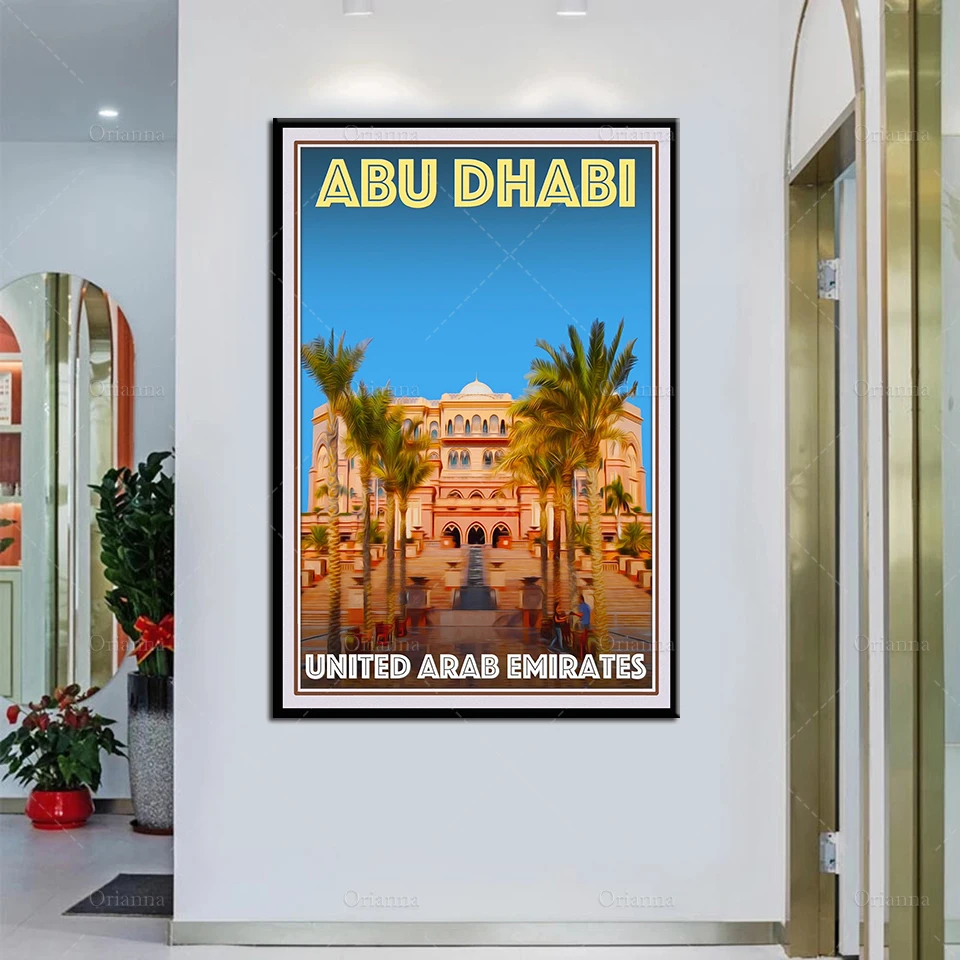 

Retro Vintage Style Travel Poster or Canvas Picture - Abu Dhabi Home Decoration Hd Prints Wall Art Painting for Living Room