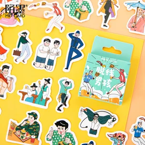 46 шт.кор. мультфильм Маленький мальчик Бумага Стикеры декоративные дневник альбом-ежедневник Стикеры кавайные канцелярские школьные принадлежности Эсколар