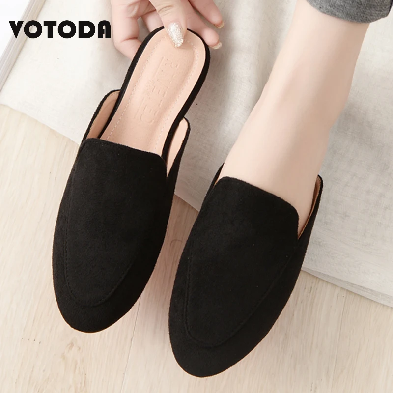 

Мюли женские замшевые, модные туфли на низком каблуке, заостренный носок, без застежки, шлепанцы, мюли, большие размеры