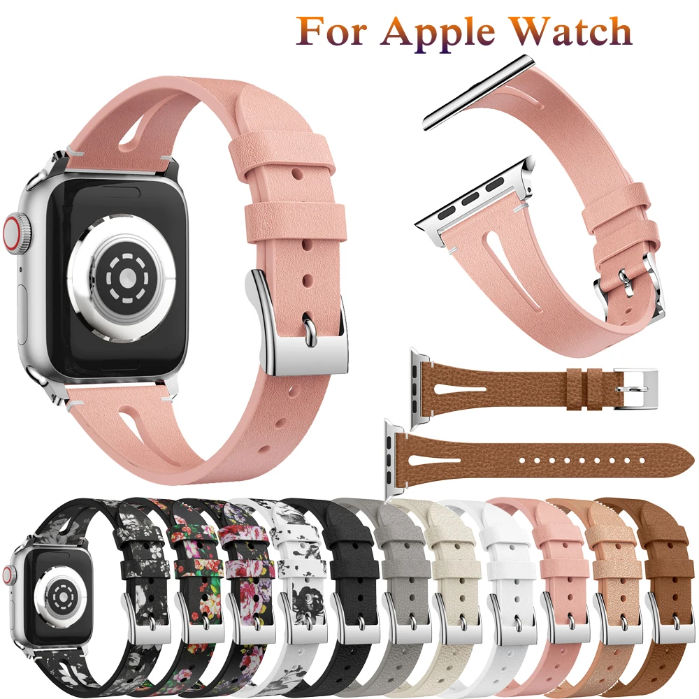 Ремешок кожаный для Apple Watch series 4 3 2 1 классический деловой браслет наручных часов 40