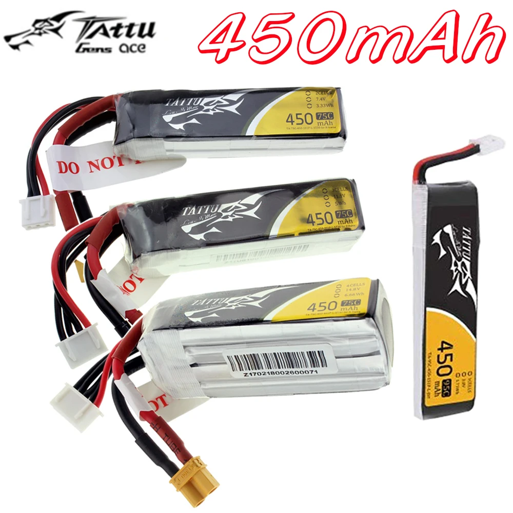 Литий полимерный аккумулятор Tattu 3 8 В 7 4 11 1 450 мАч 1S 2S 3S 5 S с 95C разъемом XT30 большой