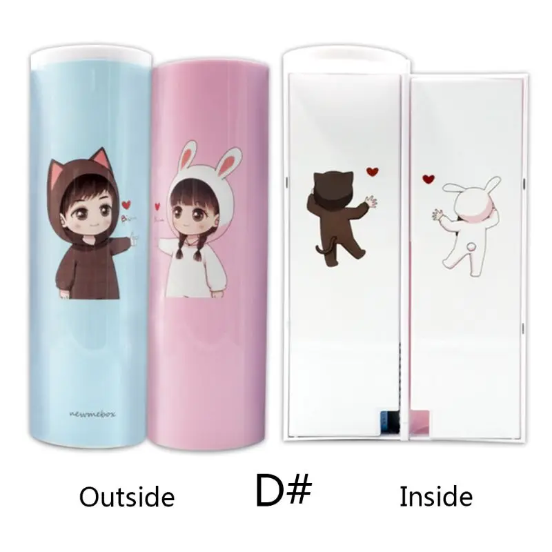 D Creative Whiteboard Pencil Case With Solar Calculator Magnetic Switch Kawai Cartoon Pen Box School - Цвет: D