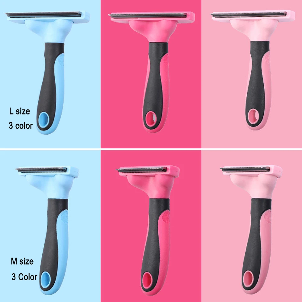 Расческа для ухода ха шерстью животных для собак и кошек удаление волос резиновая ручка из нержавеющей стали расческа головы много цветов