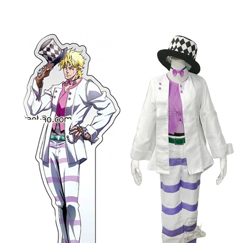 Косплэй Легенда аниме JOJO приключения Джоджо Цезарь Anthonio Zeppeli костюм белого цвета