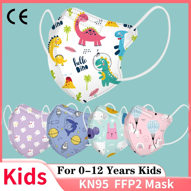 

20pcs Kids Masks fpp2 approved 4 Layers Cartoon Print Dust Face Mask for Child Enfant Niños CE FFP2 KN95 children Mascarillas