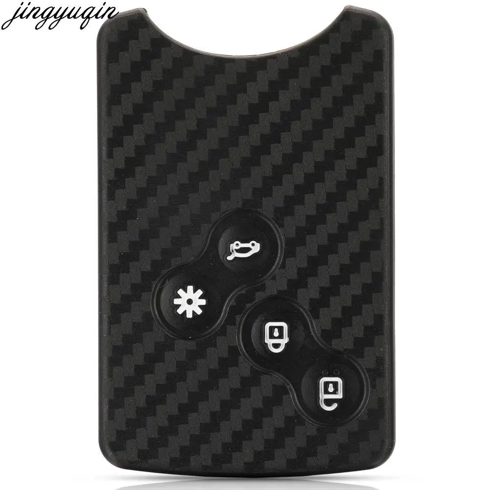 

Jingyuqin 15X Remote Car Key Case Carbon Silicone Cover For Renault Megane Laguna Scenic III Fluence I Clio IV Kaptur KOLEOS 4BT