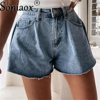 2021 summer casual temperament denim wide leg pants high waist womens washed denim shorts ladies loose streetwear jean shorts