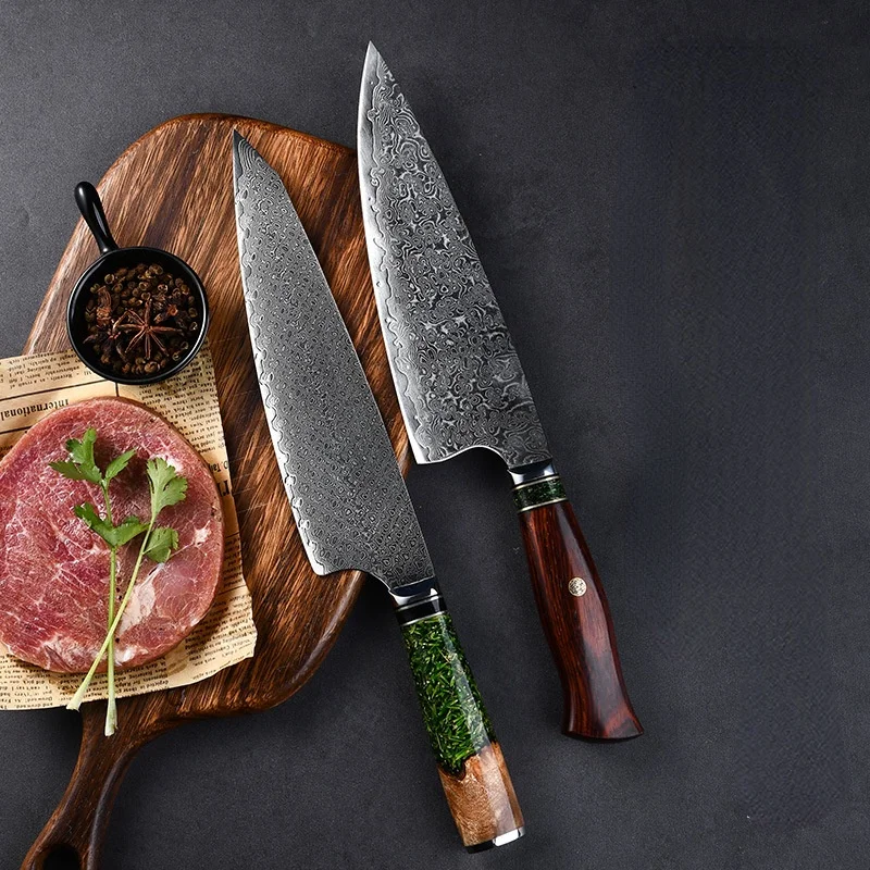 

New 9-inch Damascus Chef Knife 67 Layers Damascus Steel Sharp VG10 Meat Vegetable Cleaver Household Kitchen Knife Chaff Handle