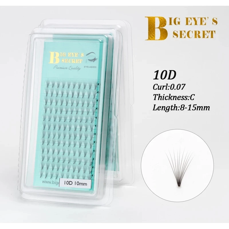 

Big Eye's Secret Lashes 2D-10D Russian Premade Volume Eyelashes Extension Short Stem Premade Fans C/D Curl Mink Individual Lash