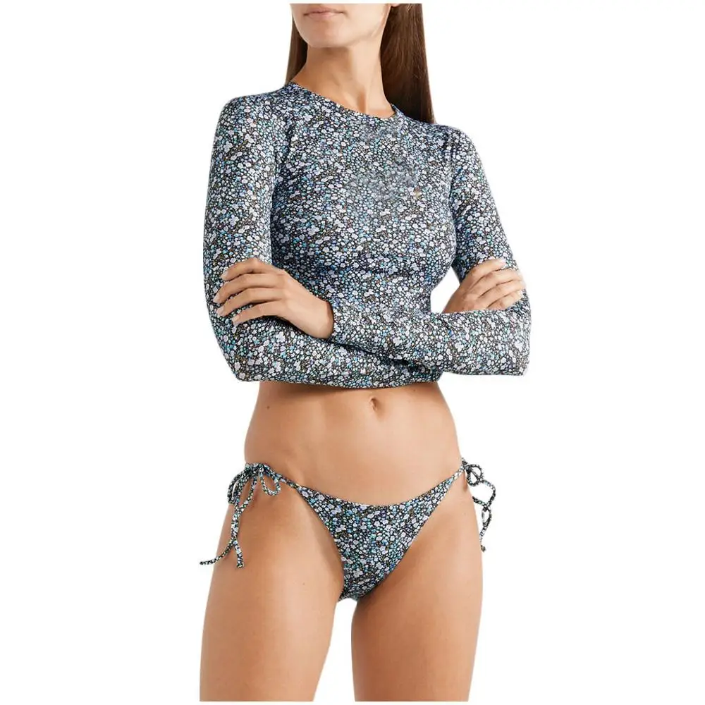 

New 2020 bikini top women swimwear floral print bikini push up Summer women swimwear crop bikini set long sleeve swimsuit girl#