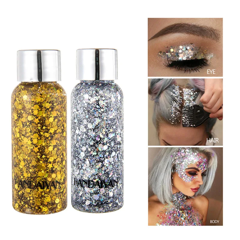 

Free shipping Shiny face body sequins body lotion eye shadow colorful polarized stage makeup make-up color loose glitter