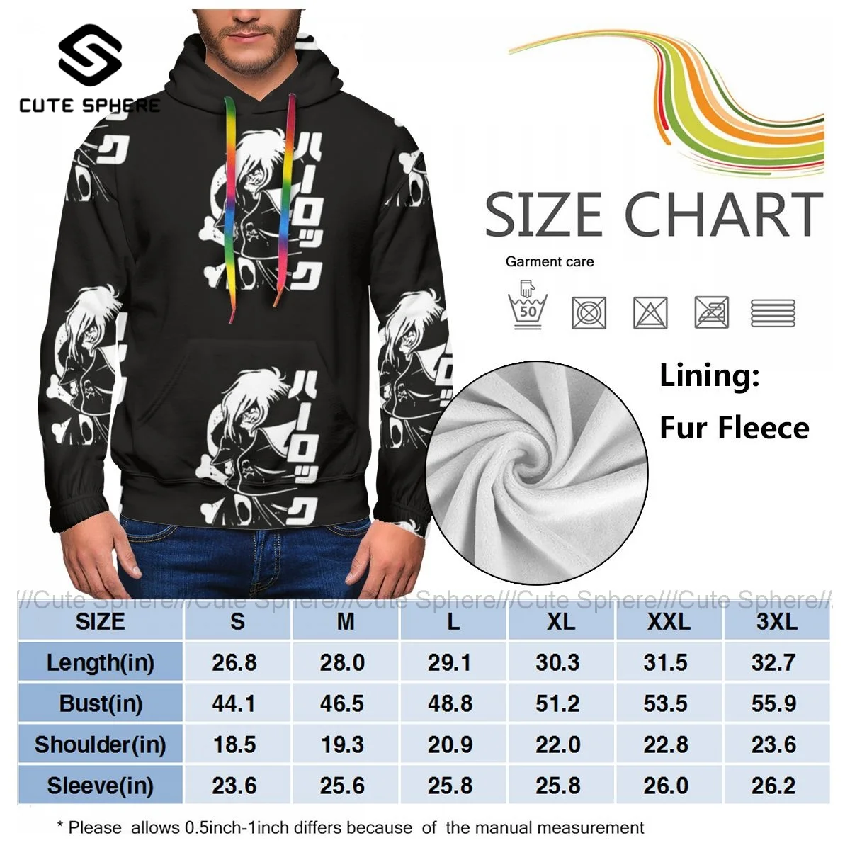 

Captain Harlock Hoodie Polyester Warm Hoodies Long Length Outdoor Cool Pullover Hoodie XXXL Mens