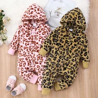 hot selling baby rompers baby clothes leopard print long sleeve hoodies baby jumpsuits thick baby boy girl winter clothes 0 18m