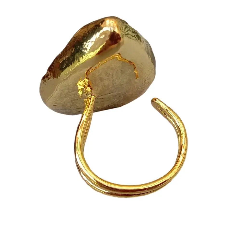 Y · YING регулируемое кольцо с натуральным жемчугом и Каплевидным покрытием белого