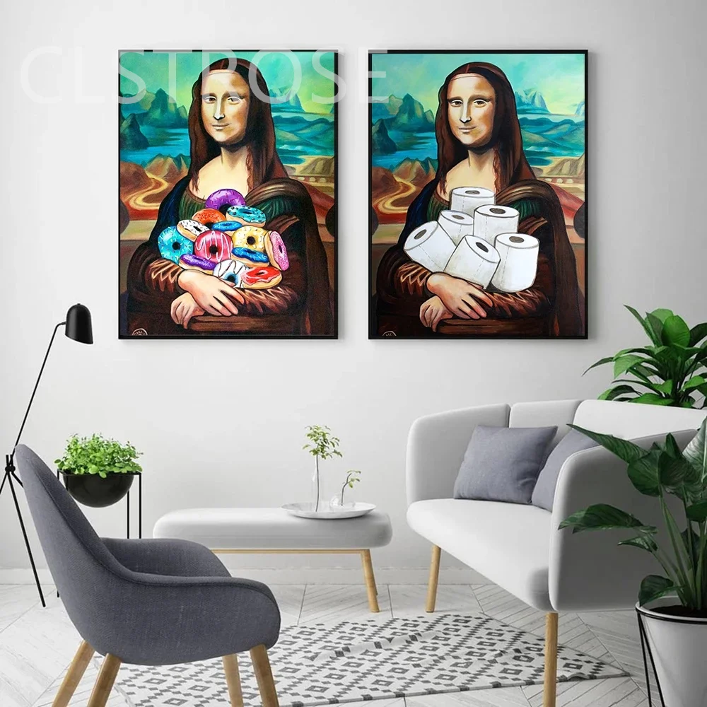 

Canvas Painting Wall Decoration Nordic Poster and Print Home Decoration with Funny Print for Toilet Mona Paper Wall Art