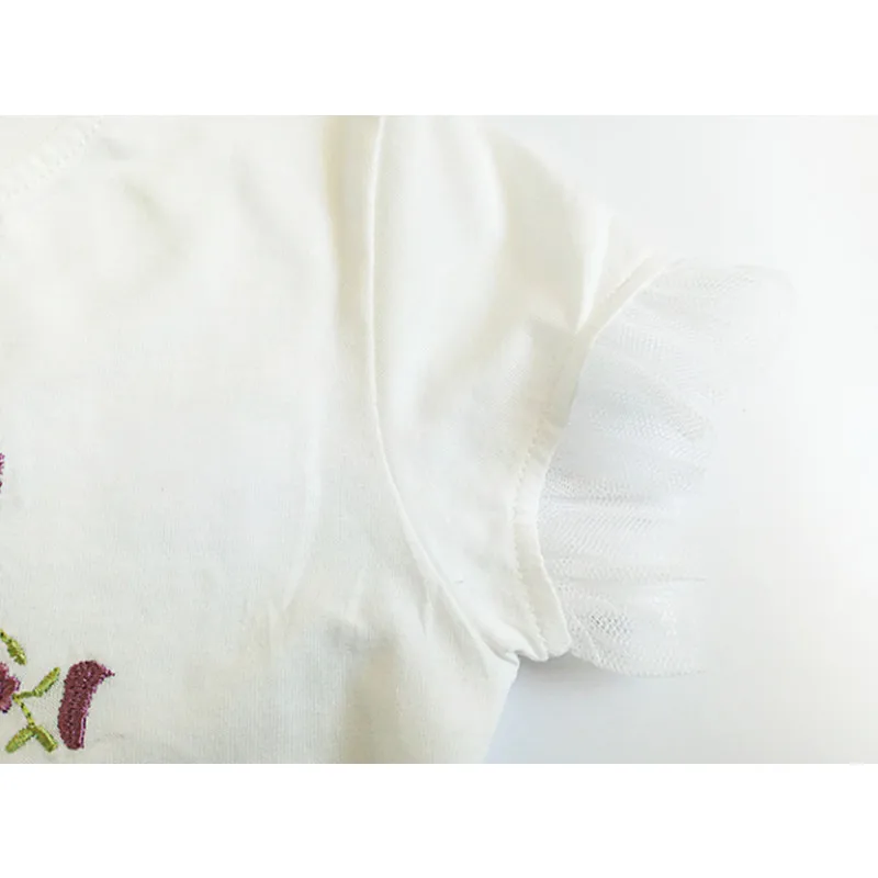 Новинка летняя футболка для девочек белые топы с вышивкой подростков модная