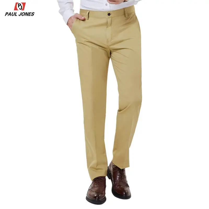 Мужские классические брюки-Чино С ПЛОСКИМ ПЕРЕДОМ от PAUL JONES черные повседневные