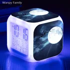 Светодиодный Будильник Dark Angel Bat, большой экран, цифровые часы, подарок для детей на день рождения, 7 цветов, светящийся Многофункциональный Настольный будильник