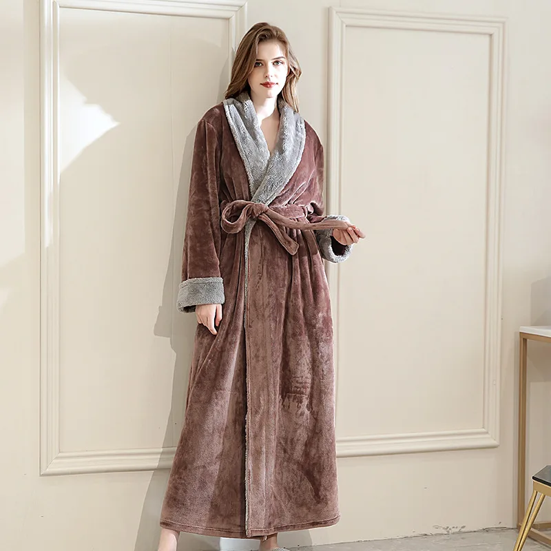 Фланелевая Пижама для женщин и мужчин коричневая одежда плотный теплый зимний