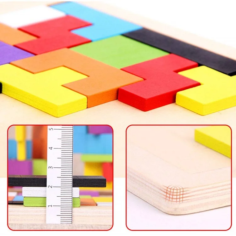 3D Colorf Деревянные Пазлы настольные Игрушки Tangram головоломка Пазлы для детей тетрис игра Развивающие игрушки для малышей деревянный подарок