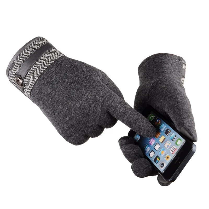 

Cashmere non inverted cashmere touch screen gloves men's winter thickened warm riding driving Korean casual cotton gloves
